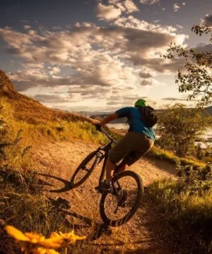 man on mountain bike