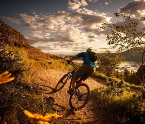 man on mountain bike